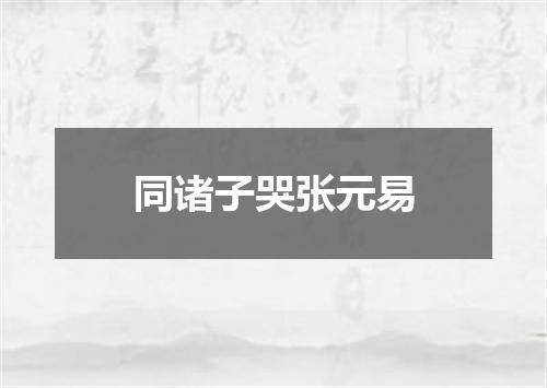 同诸子哭张元易