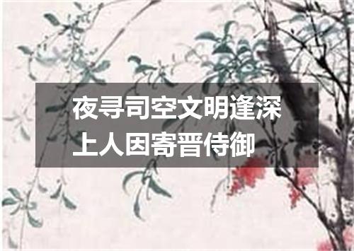夜寻司空文明逢深上人因寄晋侍御