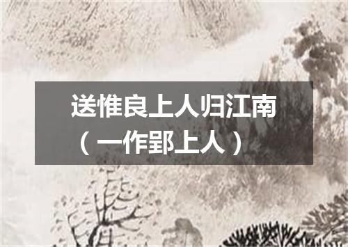 送惟良上人归江南（一作郢上人）