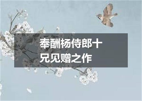 奉酬杨侍郎十兄见赠之作