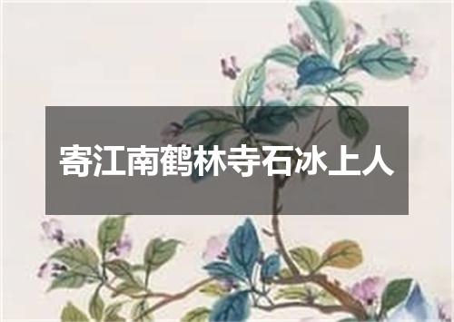 寄江南鹤林寺石冰上人