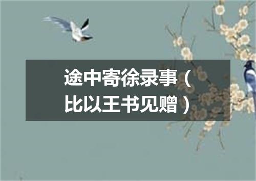 途中寄徐录事（比以王书见赠）