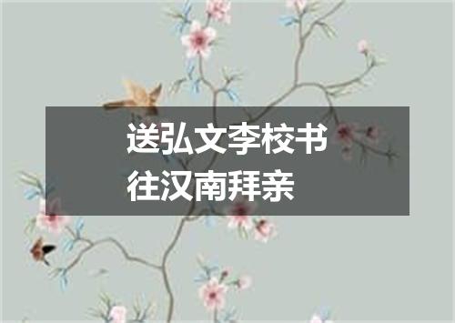 送弘文李校书往汉南拜亲
