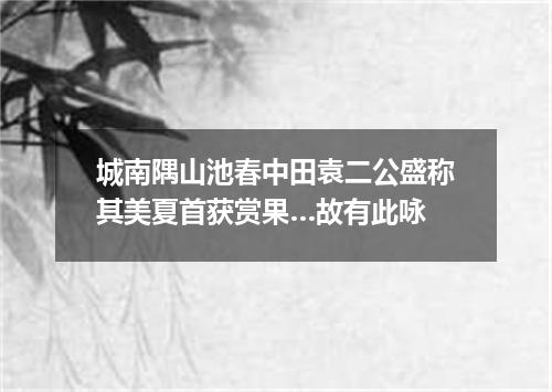 城南隅山池春中田袁二公盛称其美夏首获赏果…故有此咏