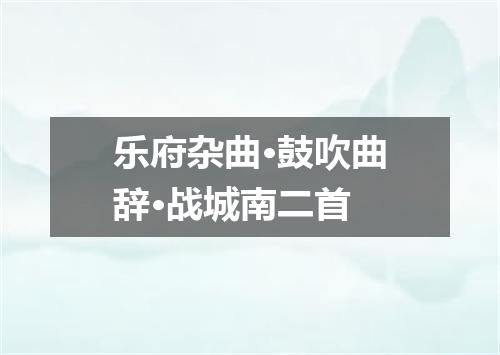 乐府杂曲·鼓吹曲辞·战城南二首