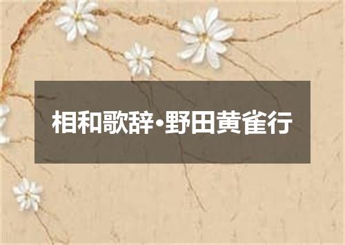 相和歌辞·野田黄雀行