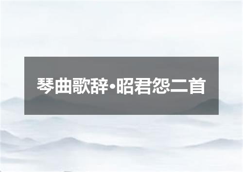 琴曲歌辞·昭君怨二首