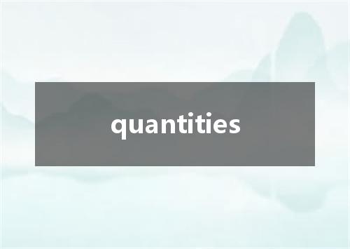 quantities是什么意思