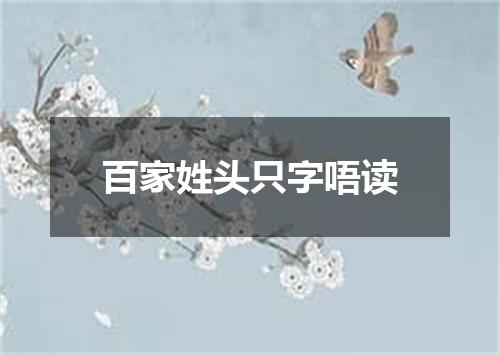 百家姓头只字唔读