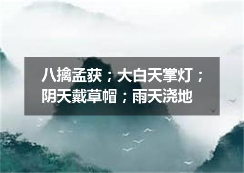 八擒孟获；大白天掌灯；阴天戴草帽；雨天浇地