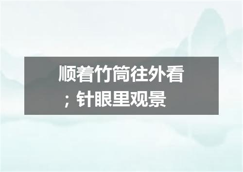 顺着竹筒往外看；针眼里观景