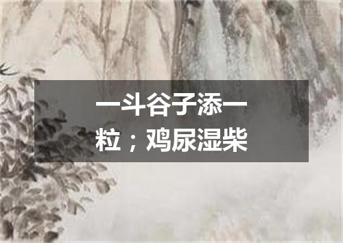 一斗谷子添一粒；鸡尿湿柴