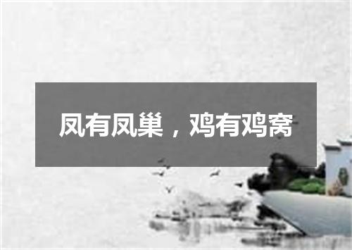 凤有凤巢，鸡有鸡窝