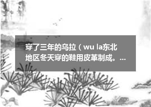 穿了三年的乌拉（wu la东北地区冬天穿的鞋用皮革制成。里面垫乌拉草）