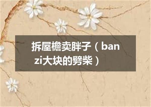 拆屋檐卖胖子（ban zi大块的劈柴）