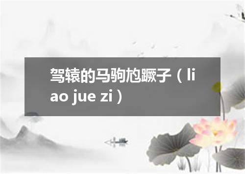 驾辕的马驹尥蹶子（liao jue zi）