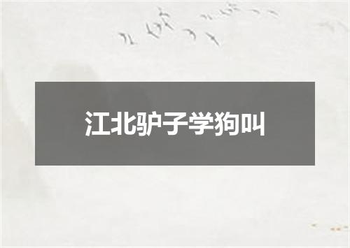 江北驴子学狗叫