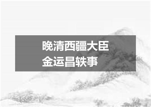 晚清西疆大臣金运昌轶事