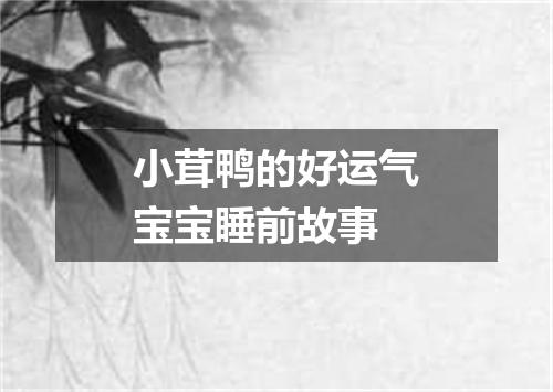 小茸鸭的好运气宝宝睡前故事
