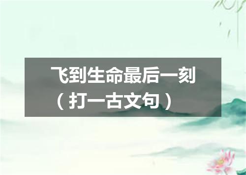 飞到生命最后一刻（打一古文句）