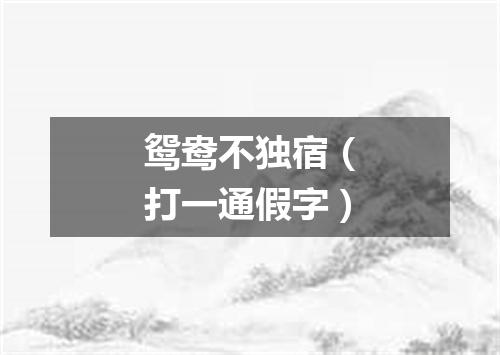 鸳鸯不独宿（打一通假字）