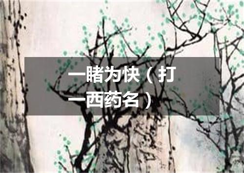 一睹为快（打一西药名）
