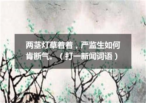两茎灯草着着，严监生如何肯断气。（打一新闻词语）