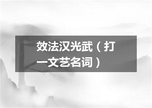 效法汉光武（打一文艺名词）