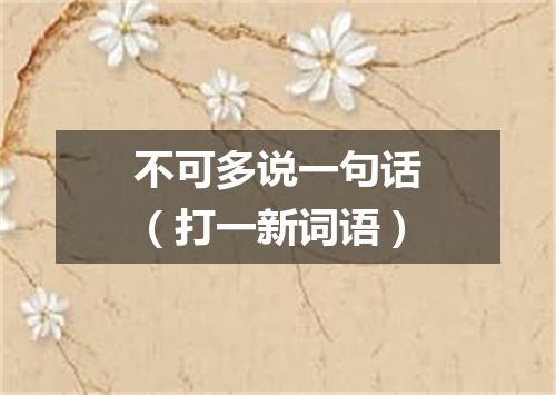 不可多说一句话（打一新词语）