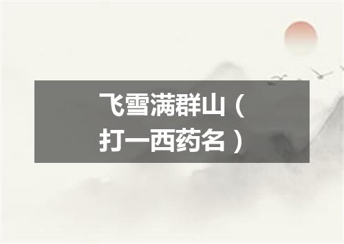 飞雪满群山（打一西药名）