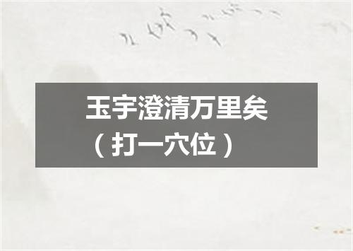 玉宇澄清万里矣（打一穴位）
