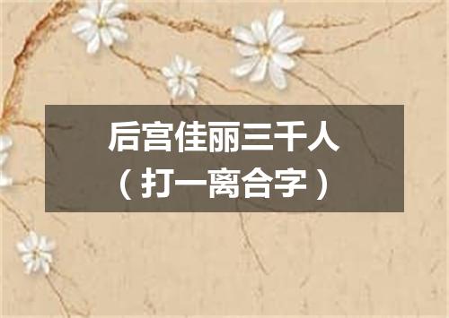 后宫佳丽三千人（打一离合字）