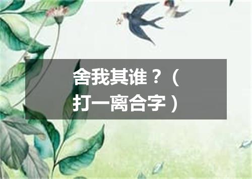 舍我其谁？（打一离合字）