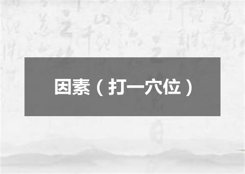 因素（打一穴位）