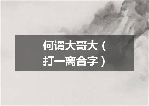 何谓大哥大（打一离合字）