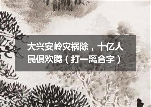 大兴安岭灾祸除，十亿人民俱欢腾（打一离合字）