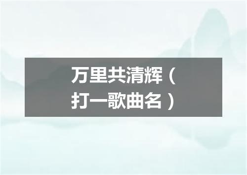 万里共清辉（打一歌曲名）
