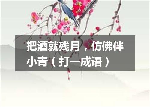 把酒就残月，仿佛伴小青（打一成语）