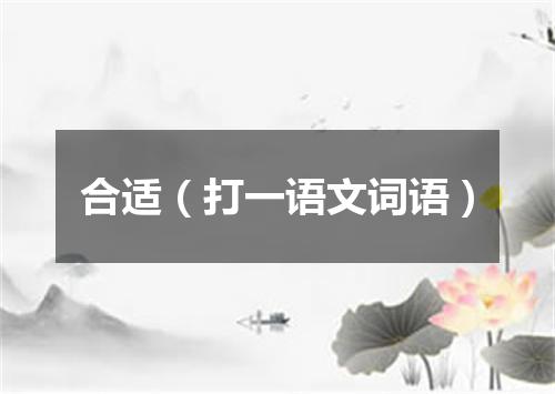 合适（打一语文词语）