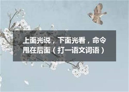 上面光说，下面光看，命令甩在后面（打一语文词语）