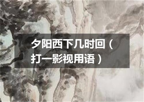 夕阳西下几时回（打一影视用语）