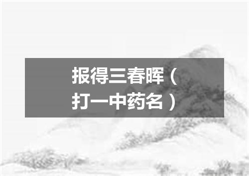 报得三春晖（打一中药名）