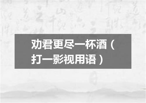 劝君更尽一杯酒（打一影视用语）