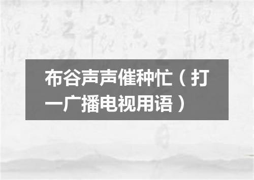 布谷声声催种忙（打一广播电视用语）