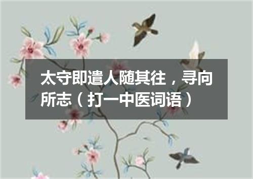 太守即遣人随其往，寻向所志（打一中医词语）