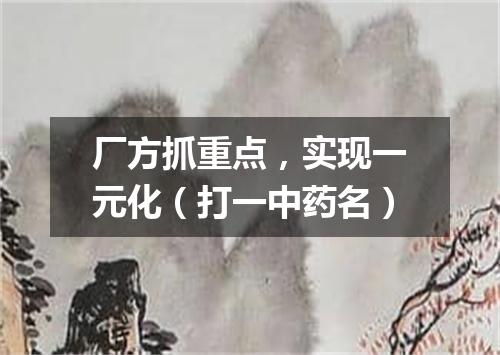厂方抓重点，实现一元化（打一中药名）