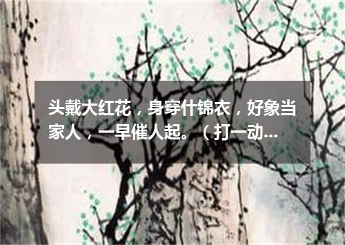 头戴大红花，身穿什锦衣，好象当家人，一早催人起。（打一动物）