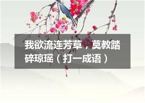 我欲流连芳草，莫教踏碎琼瑶（打一成语）