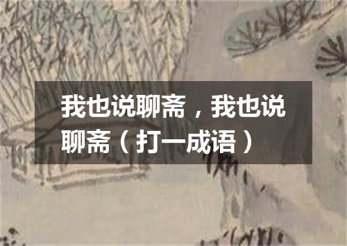 我也说聊斋，我也说聊斋（打一成语）