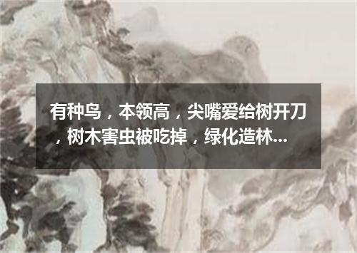 有种鸟，本领高，尖嘴爱给树开刀，树木害虫被吃掉，绿化造林立功劳。（打一动物）